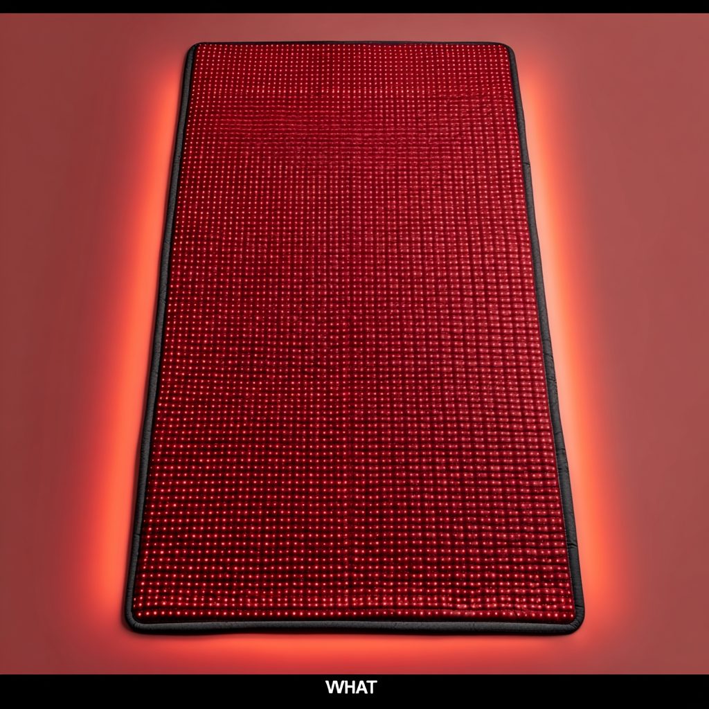 The Full-Body Mat — full surface area with 60 LEDs in a complete grid, clinical-grade coverage from neck to legs in a single session