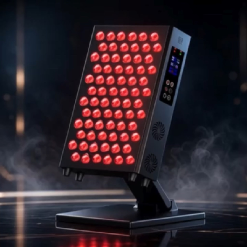 The Tabletop firing all 72 LEDs, red light visible in a dark room